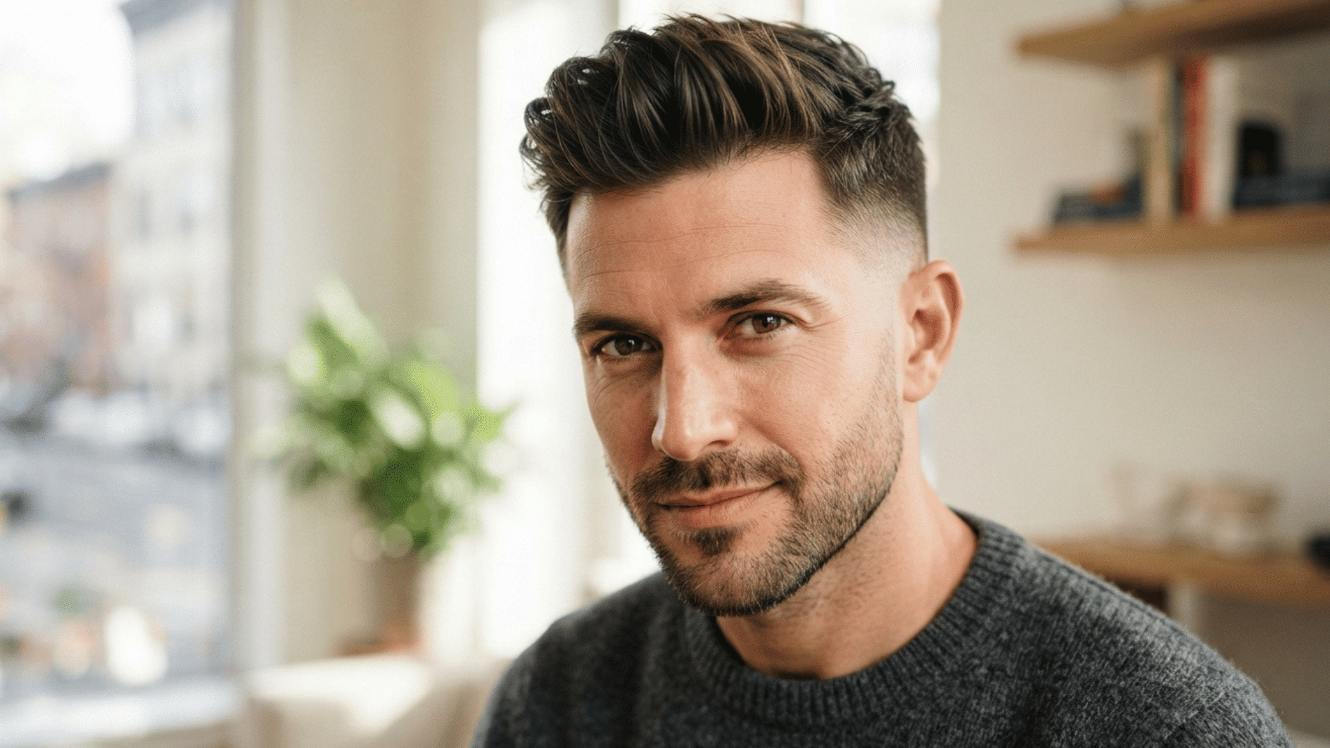 man with short quiff hair cut