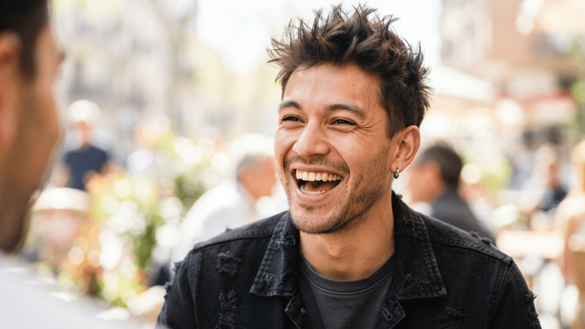man with short spiky hair cut