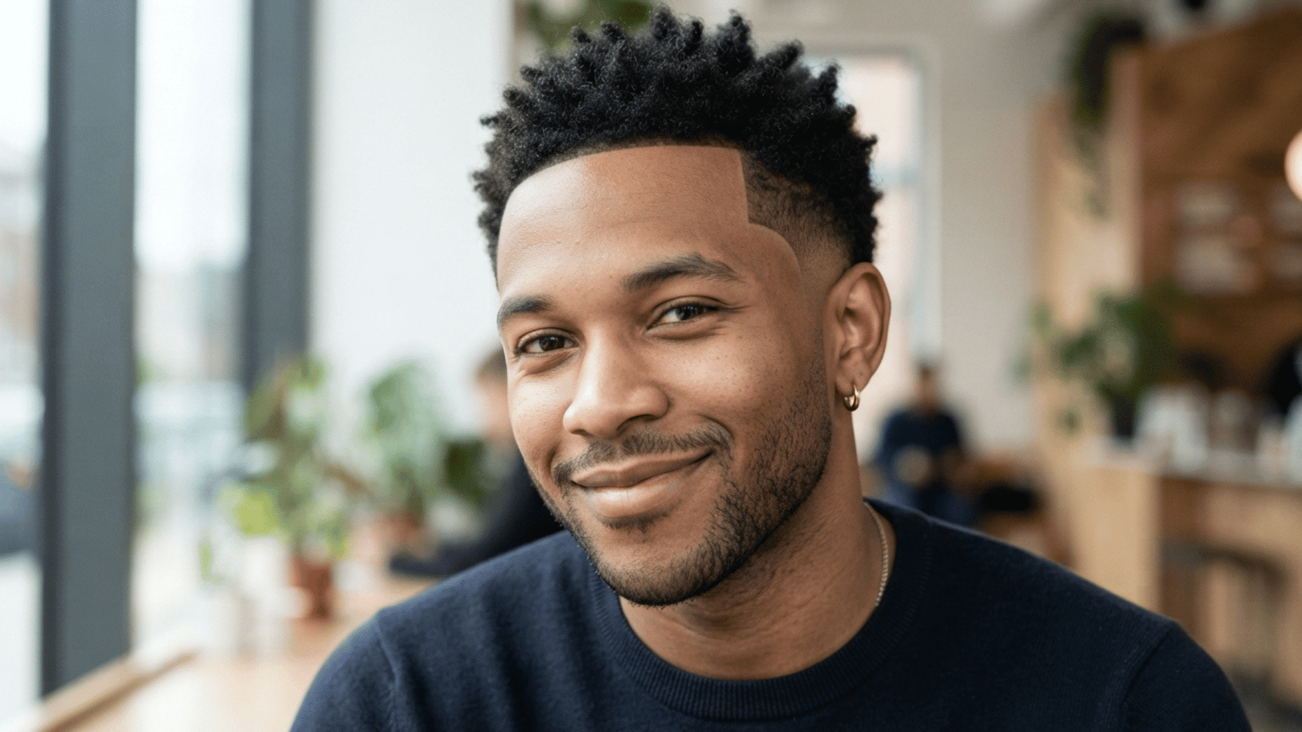 man with taper fade crew  cut