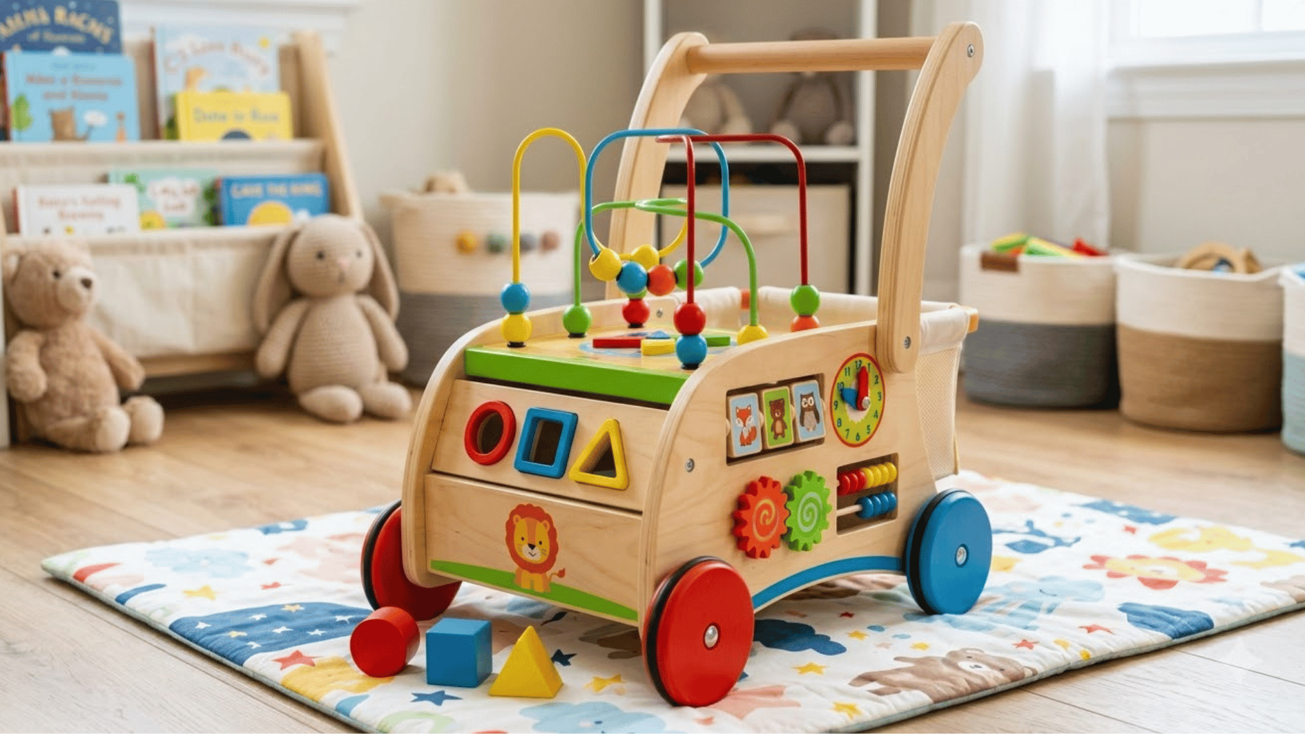 a push and pull toy kept on the mat