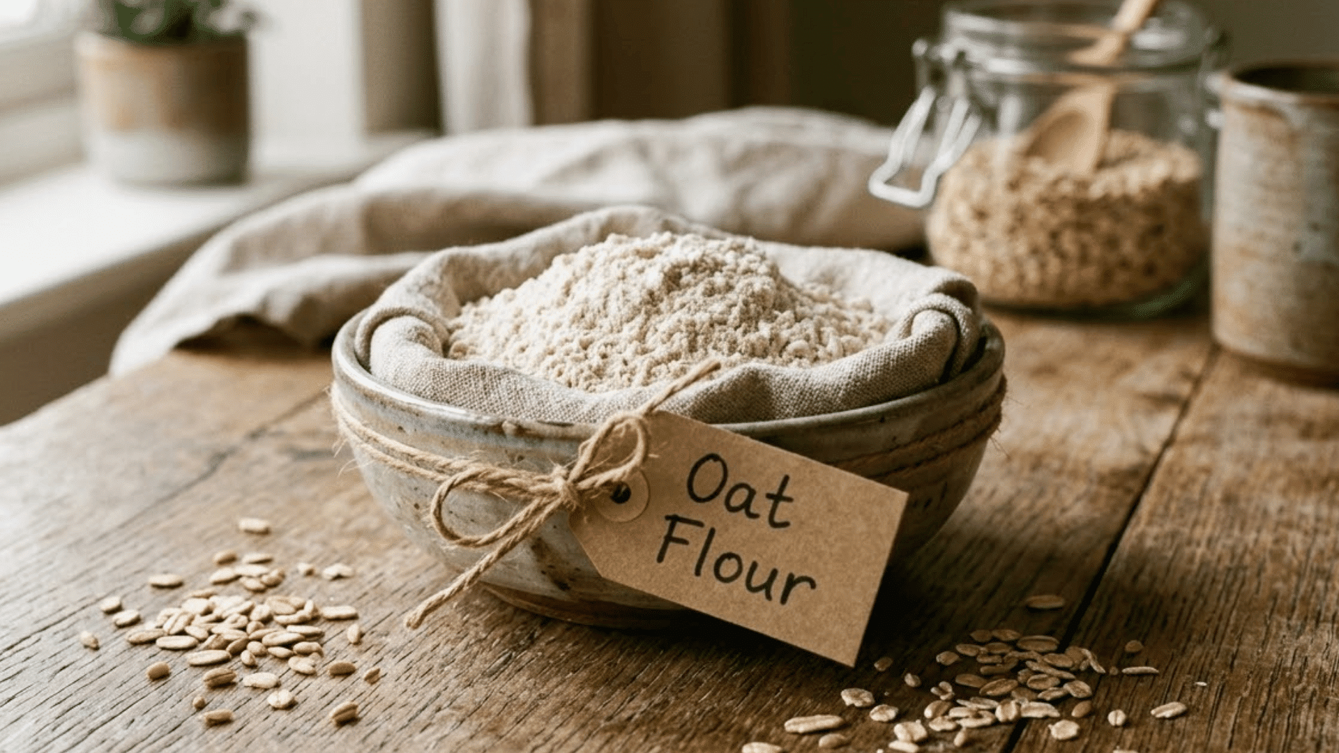 small jar of oat flour labeled for dry shampoo use