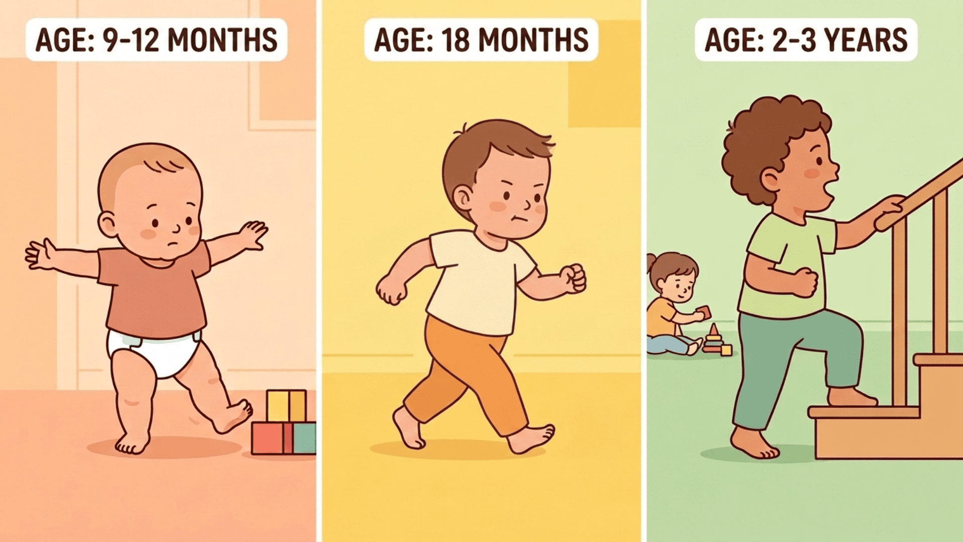 toddler growth stages from first steps to running and talking