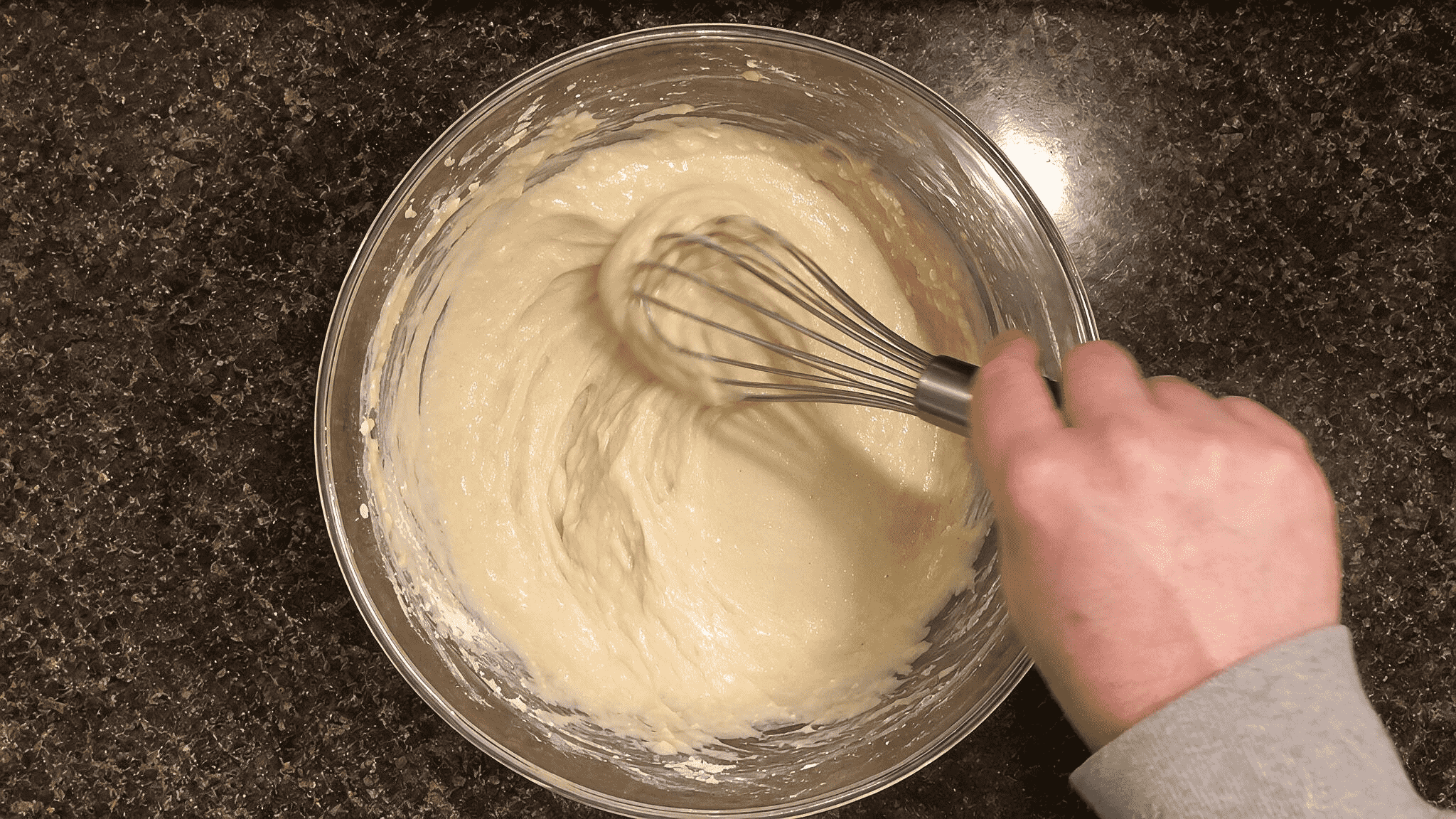 pancake batter stirred just until combined smoothly